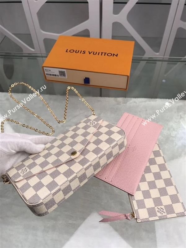 replica N63106 Louis Vuitton LV Pochette Felicie Wallet Clutch Damier Canvas Purse Bag White