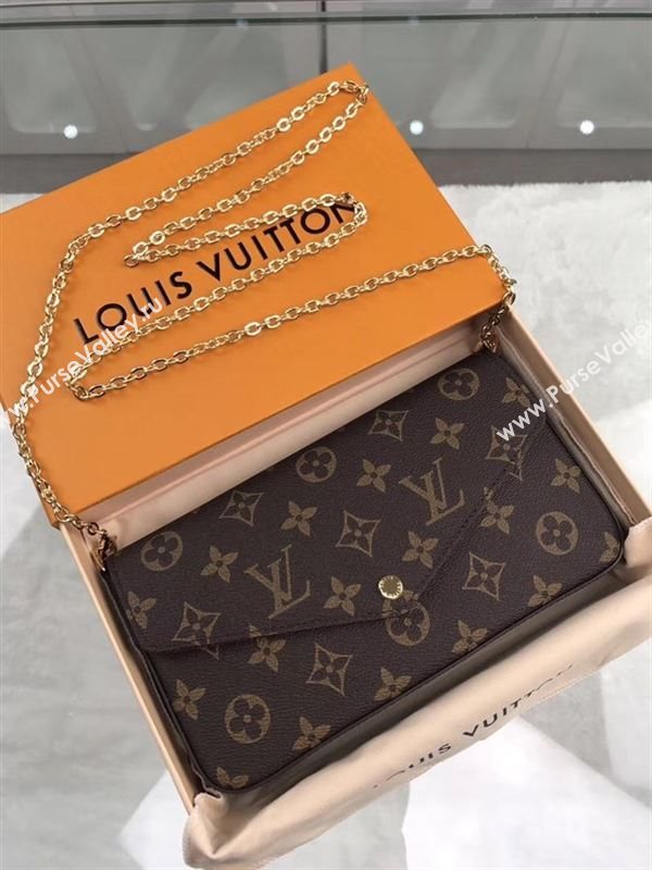 replica M61276 Louis Vuitton LV Pochette Felicie Wallet Clutch Monogram Canvas Purse Bag Brown