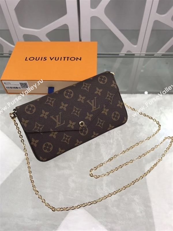 replica M61276 Louis Vuitton LV Pochette Felicie Wallet Clutch Monogram Canvas Purse Bag Brown