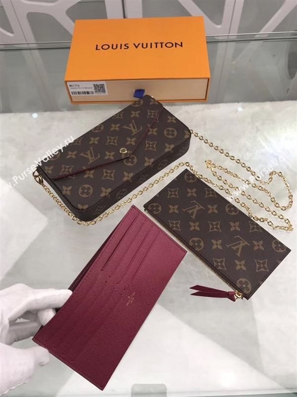 replica M61276 Louis Vuitton LV Pochette Felicie Wallet Clutch Monogram Canvas Purse Bag Brown