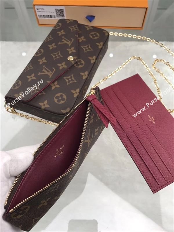 replica M61276 Louis Vuitton LV Pochette Felicie Wallet Clutch Monogram Canvas Purse Bag Brown