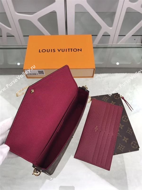 replica M61276 Louis Vuitton LV Pochette Felicie Wallet Clutch Monogram Canvas Purse Bag Brown