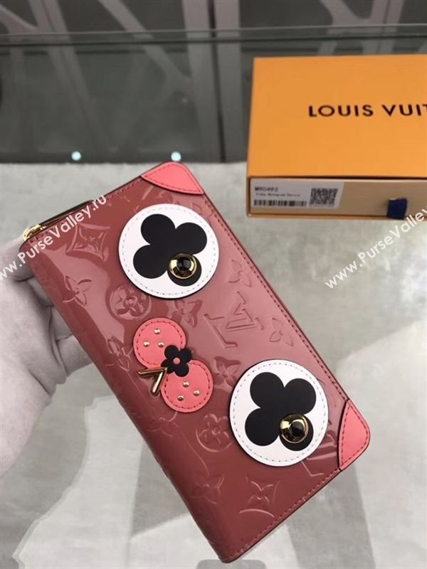 replica M90492 Louis Vuitton LV Zippy Wallet Dog Monogram Vernis Leather Purse Bag Pink