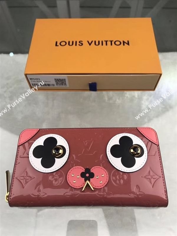 replica M90492 Louis Vuitton LV Zippy Wallet Dog Monogram Vernis Leather Purse Bag Pink