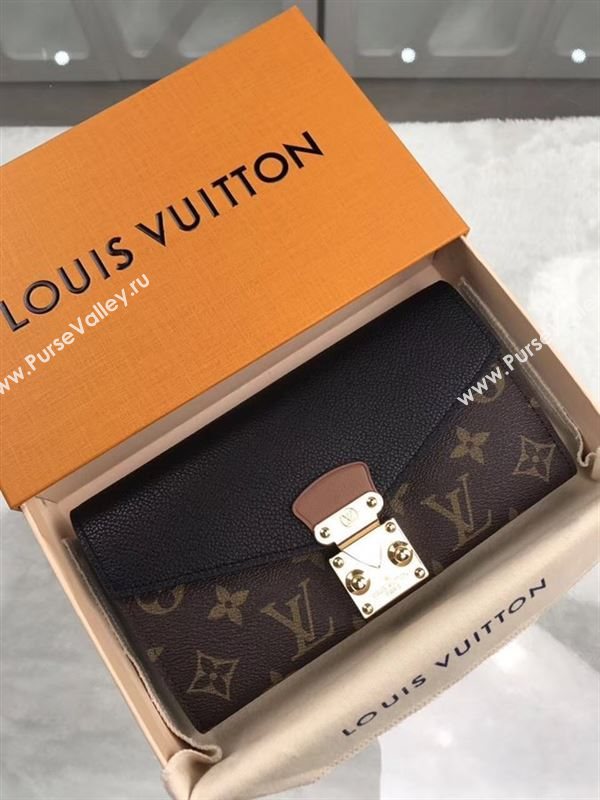 replica M58415 Louis Vuitton LV Pallas Wallet Monogram Canvas Purse Bag Black
