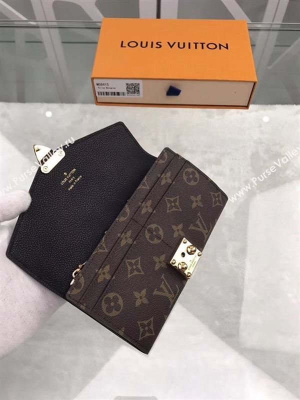 replica M58415 Louis Vuitton LV Pallas Wallet Monogram Canvas Purse Bag Black