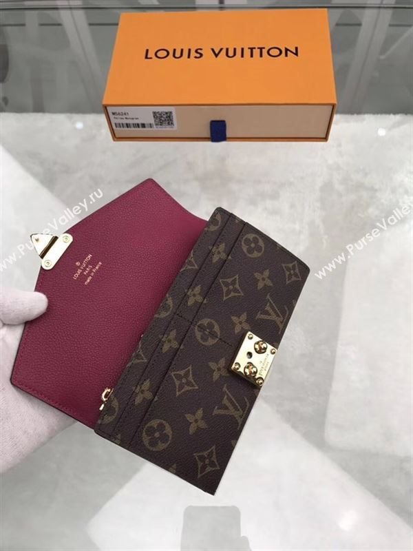 replica M56241 Louis Vuitton LV Pallas Wallet Monogram Canvas Purse Bag Maroon