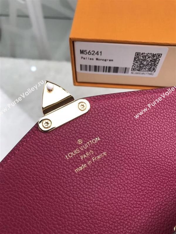 replica M56241 Louis Vuitton LV Pallas Wallet Monogram Canvas Purse Bag Maroon