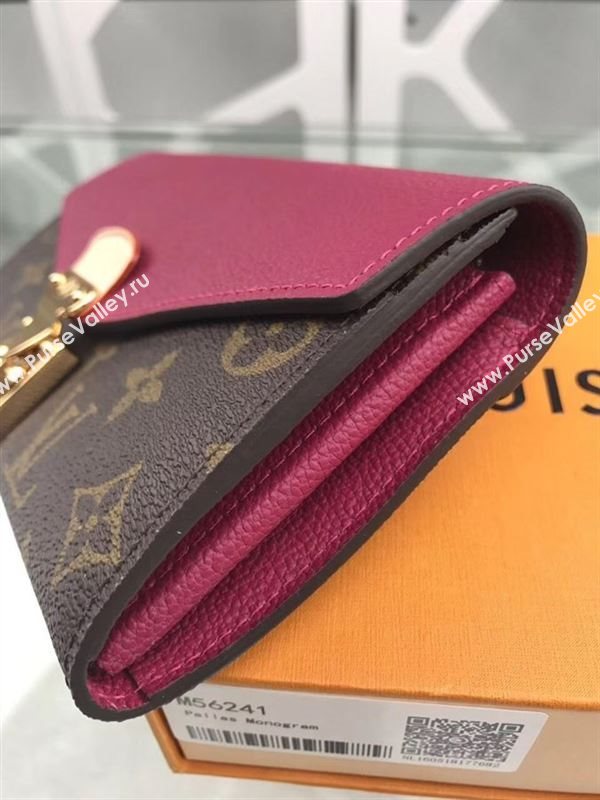 replica M56241 Louis Vuitton LV Pallas Wallet Monogram Canvas Purse Bag Maroon