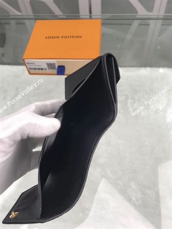 replica M64420 Louis Vuitton LV Double V Compact Wallet Calf Leather Purse Bag Black