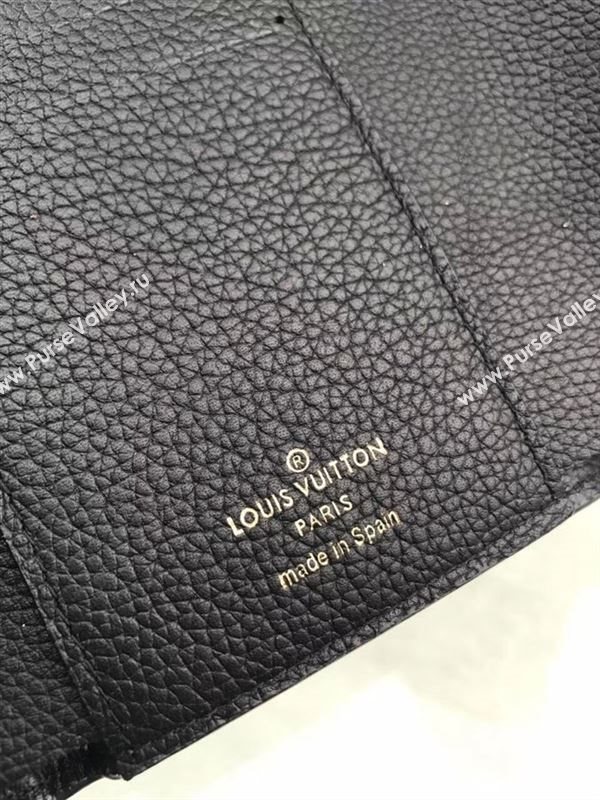 replica M64420 Louis Vuitton LV Double V Compact Wallet Calf Leather Purse Bag Black