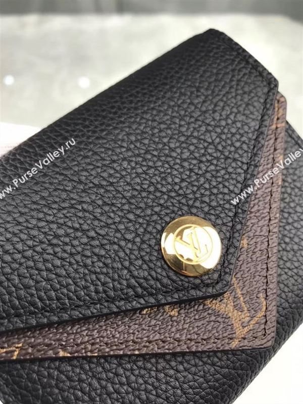 replica M64420 Louis Vuitton LV Double V Compact Wallet Calf Leather Purse Bag Black