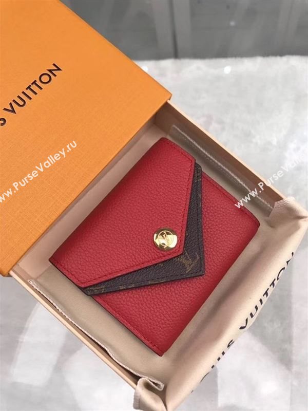 replica M64419 Louis Vuitton LV Double V Compact Wallet Calf Leather Purse Bag Red