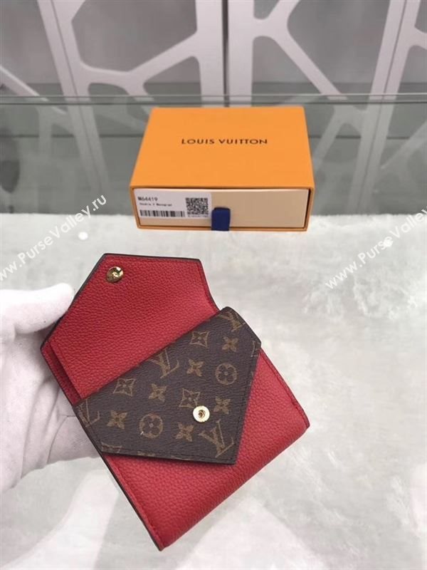 replica M64419 Louis Vuitton LV Double V Compact Wallet Calf Leather Purse Bag Red