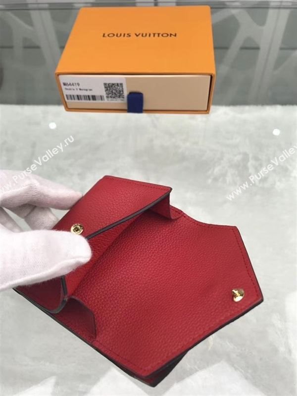 replica M64419 Louis Vuitton LV Double V Compact Wallet Calf Leather Purse Bag Red