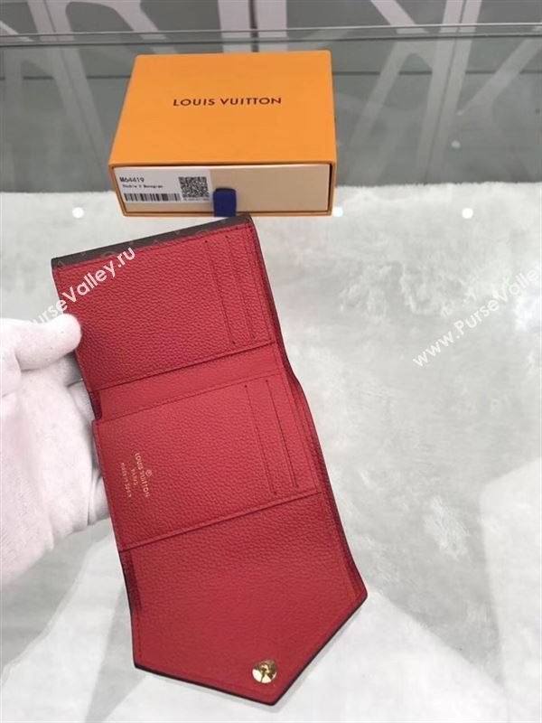 replica M64419 Louis Vuitton LV Double V Compact Wallet Calf Leather Purse Bag Red