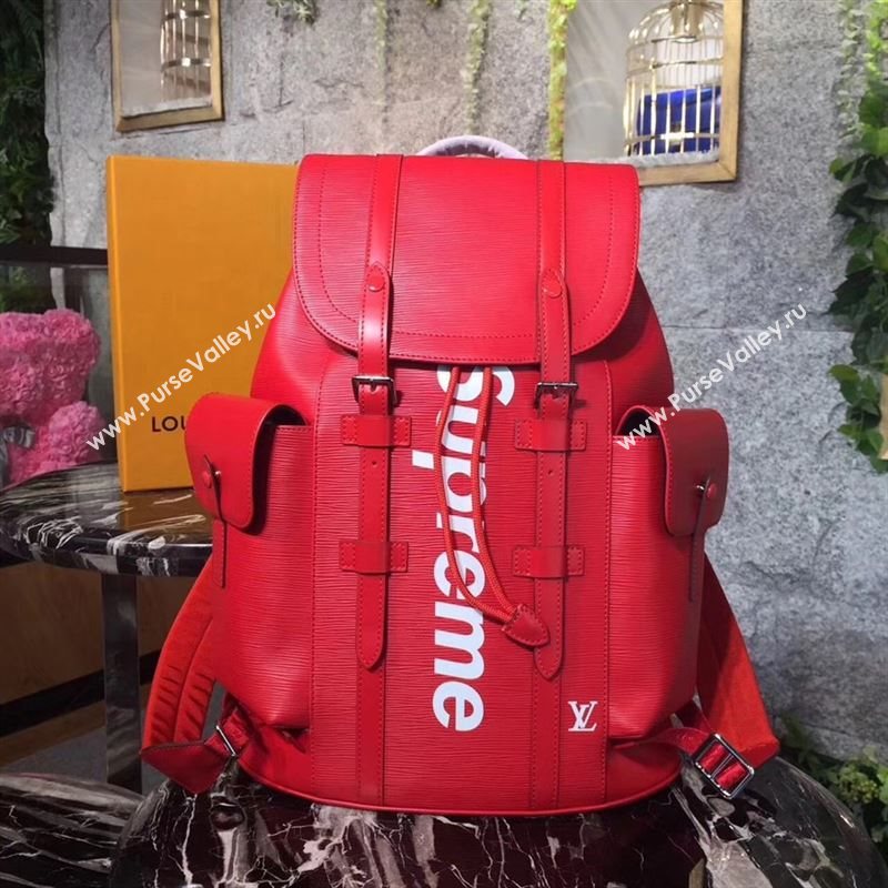 replica LV Louis Vuitton Supreme Christopher PM Backpack Epi Leather Bag M41709 Red
