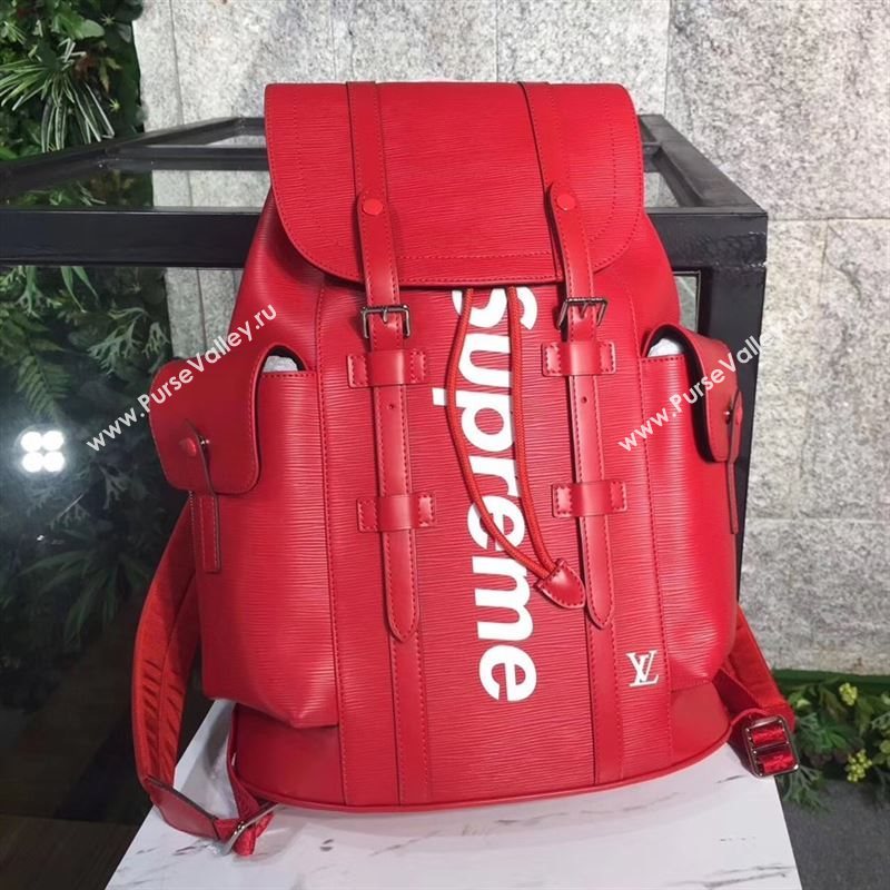 replica LV Louis Vuitton Supreme Christopher PM Backpack Epi Leather Bag M41709 Red