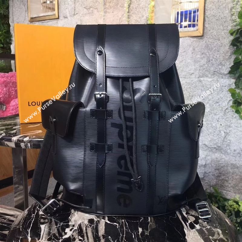 replica LV Louis Vuitton Supreme Christopher PM Backpack Epi Leather Bag M41709 Black
