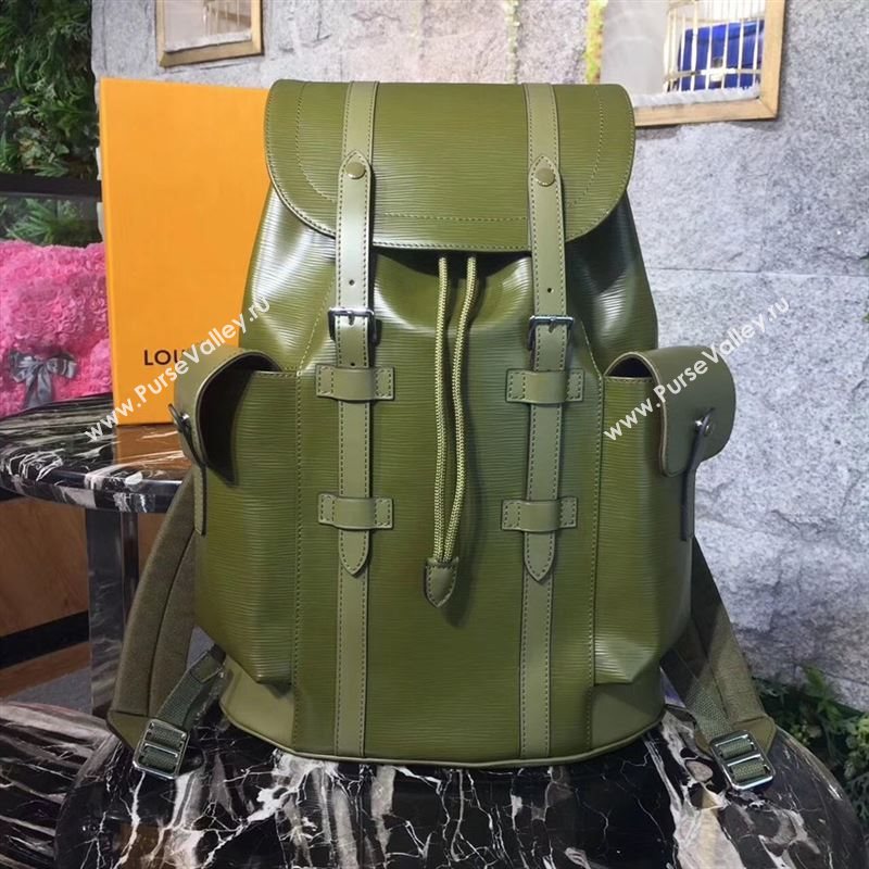 replica LV Louis Vuitton Supreme Christopher PM Backpack Epi Leather Bag M41709 Green