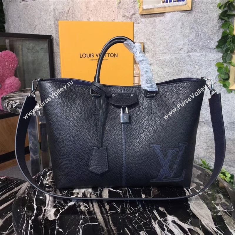 replica LV Louis Vuitton Pernelle Handbag Real Leather Bag M54778 Black