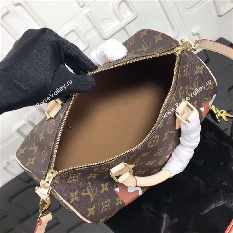 replica LV Louis Vuitton Speedy 30 Handbag Monogram Dog Limited Bag M41112 Brown