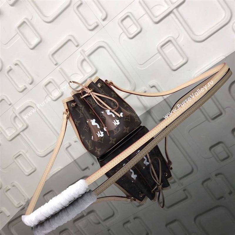replica LV Louis Vuitton Nano Noe Bucket Handbag Monogram Dog Shoulder Bag M41346 Brown