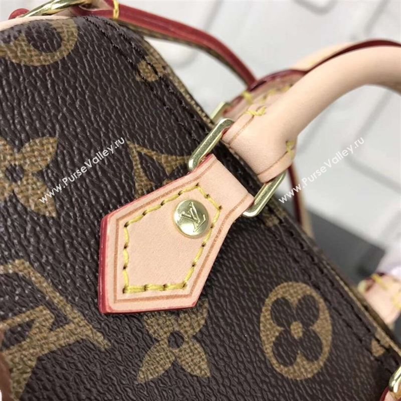 replica LV Louis Vuitton Nano Speedy Handbag Monogram Dog Shoulder Bag M61252 Brown