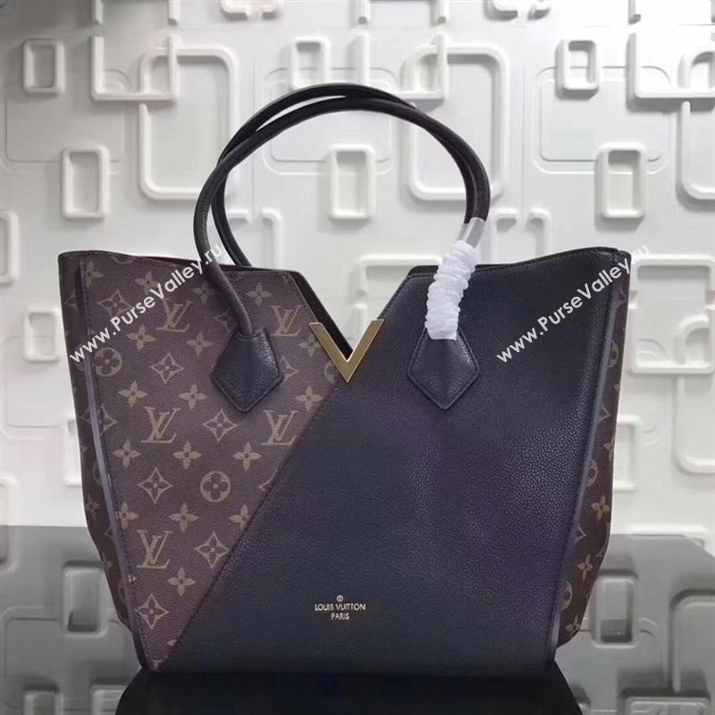 replica Louis Vuitton LV Kimono Handbag Monogram Leather Tote Bag M40460 Black