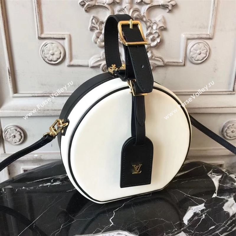 replica Louis Vuitton LV Petite Boite Chapeau Handbag Real Leather Shoulder Bag M43514 White