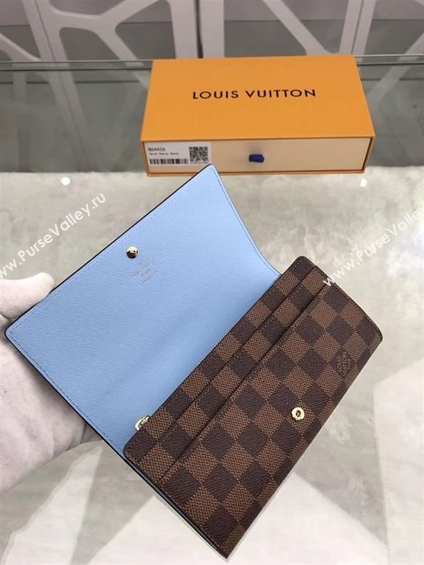 replica N64426 Louis Vuitton LV Sarah Penguins Wallet Damier Canvas Purse Bag Coffee