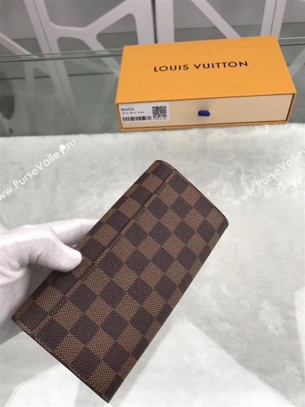 replica N64426 Louis Vuitton LV Sarah Penguins Wallet Damier Canvas Purse Bag Coffee