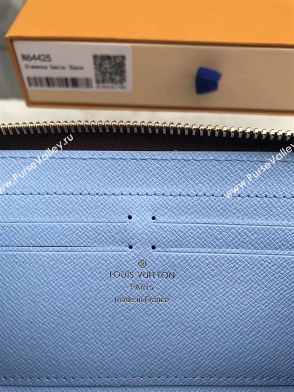 replica N64425 Louis Vuitton LV Clemence Penguins Wallet Damier Canvas Purse Bag Coffee