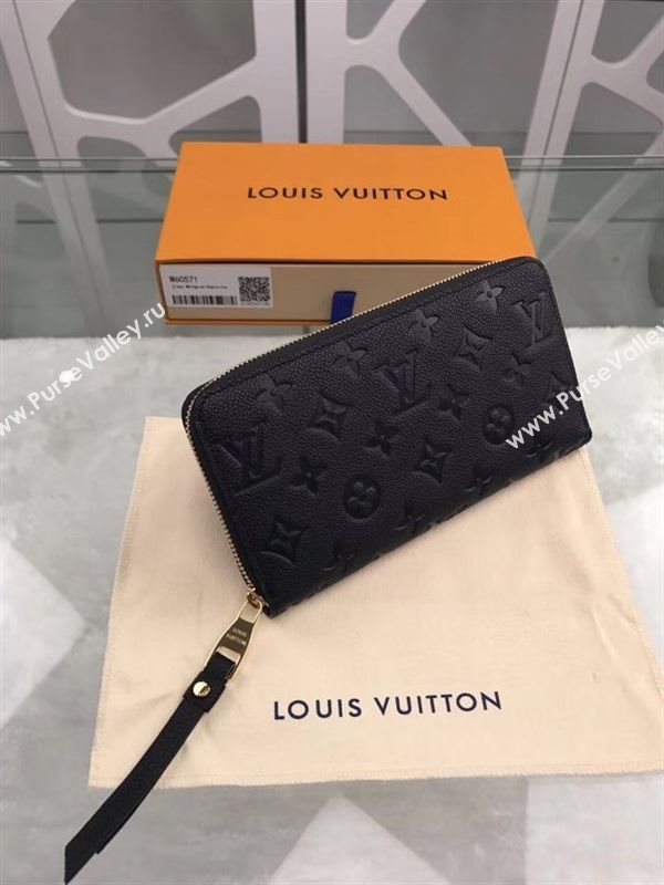 replica M60571 Louis Vuitton LV Zippy Wallet Monogram Leather Purse Bag Black