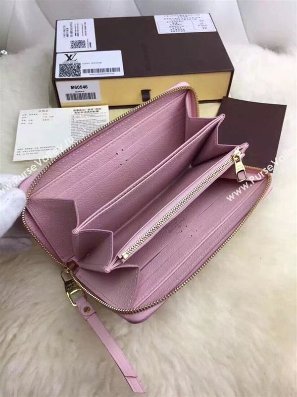 replica M60546 Louis Vuitton LV Zippy Wallet Monogram Leather Purse Bag Pink