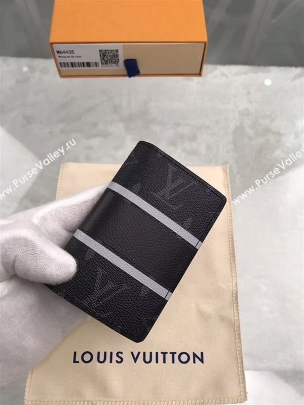 replica M64435 Louis Vuitton LV Pocket Organizer Wallet Monogram Eclipse Purse Bag 