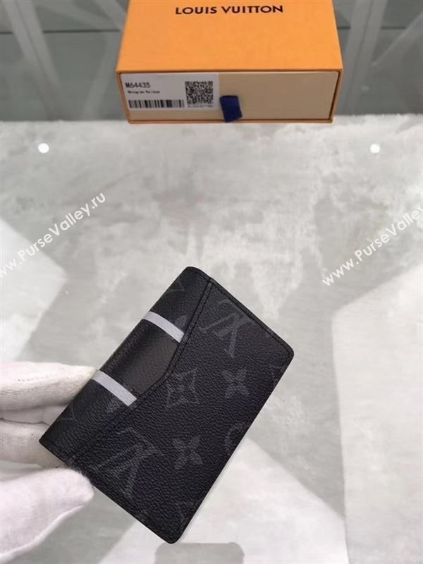 replica M64435 Louis Vuitton LV Pocket Organizer Wallet Monogram Eclipse Purse Bag 