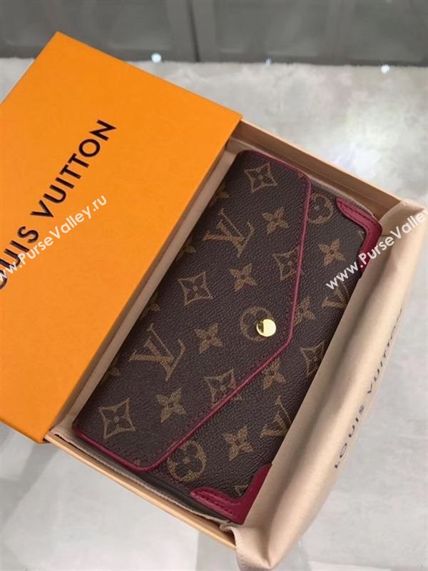 replica M61186 Louis Vuitton LV Sarah Wallet Retiro Monogram Canvas Purse Bag Maroon