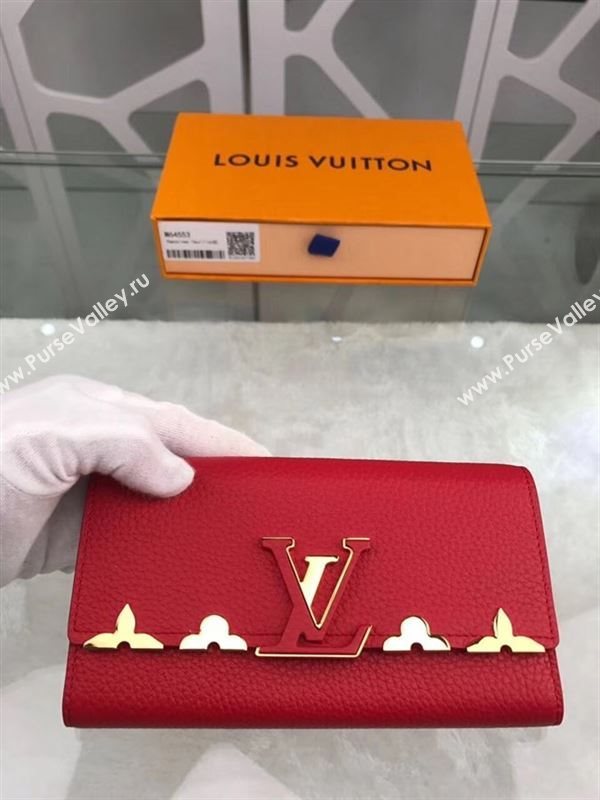 replica M64553 Louis Vuitton LV Capucines Wallet Real Leather Purse Bag Red