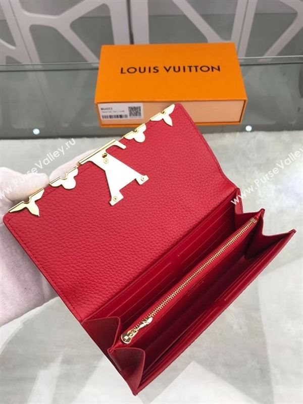 replica M64553 Louis Vuitton LV Capucines Wallet Real Leather Purse Bag Red