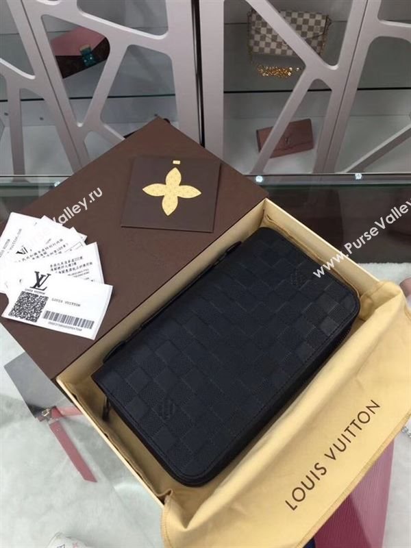 replica N61254 Louis Vuitton LV Zippy XL Wallet Clutch Damier infini Leather Purse Bag Black