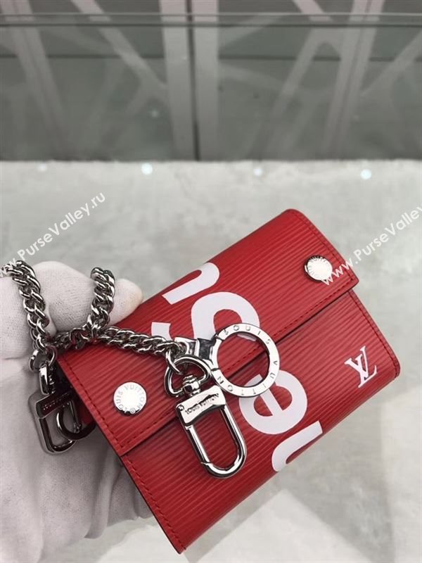 replica M64212 Louis Vuitton LV Supreme Chain Wallet Epi Leather Purse Bag Red