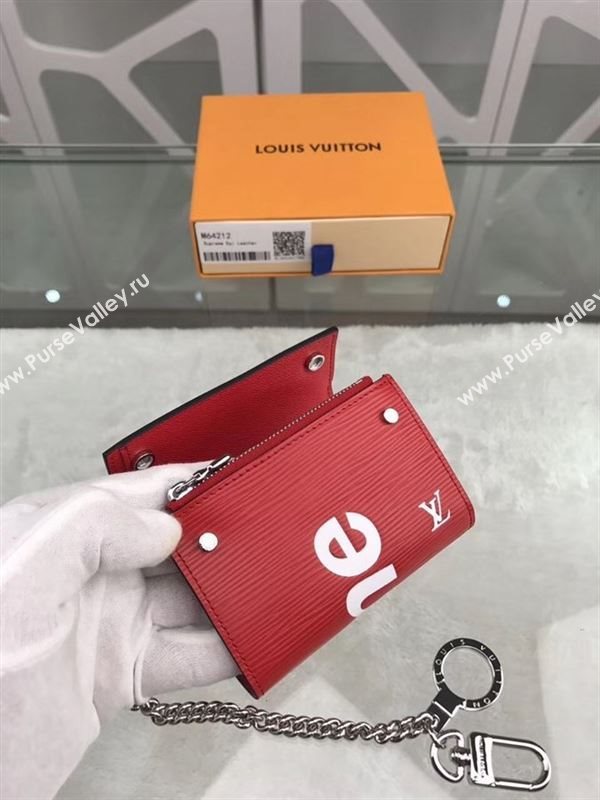 replica M64212 Louis Vuitton LV Supreme Chain Wallet Epi Leather Purse Bag Red