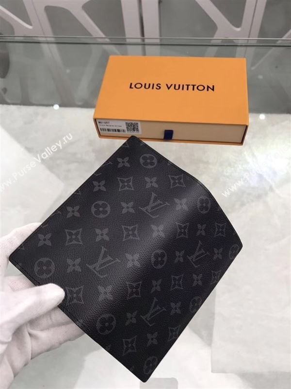 replica M61697 Louis Vuitton LV Brazza Wallet Monogram Canvas Purse Bag Gray