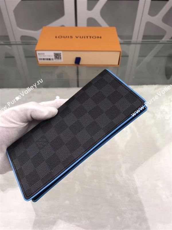 replica N63243 Louis Vuitton LV Brazza Wallet Damier Canvas Purse Bag Blue