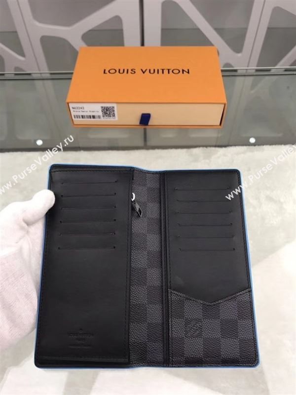 replica N63243 Louis Vuitton LV Brazza Wallet Damier Canvas Purse Bag Blue