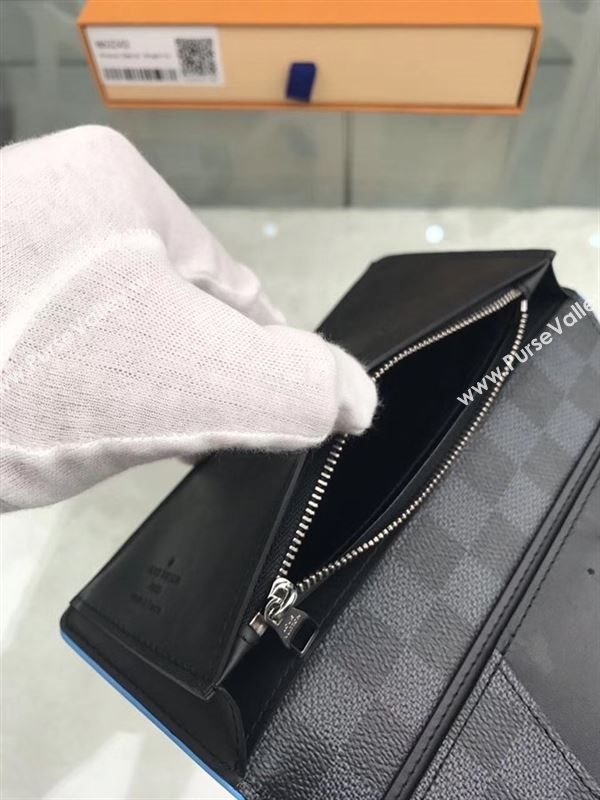 replica N63243 Louis Vuitton LV Brazza Wallet Damier Canvas Purse Bag Blue