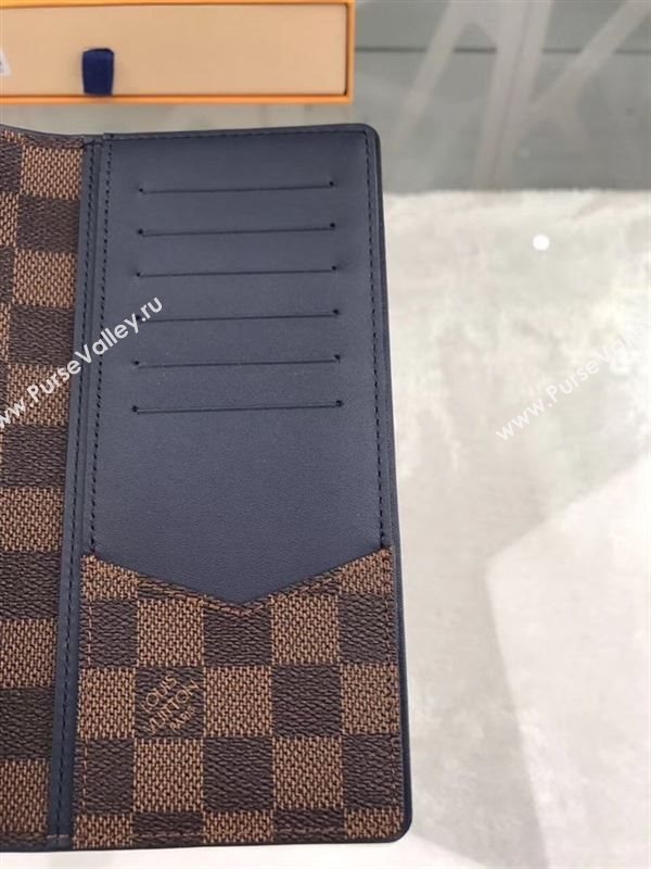 replica N63168 Louis Vuitton LV Brazza Wallet Damier Canvas Purse Bag Coffee