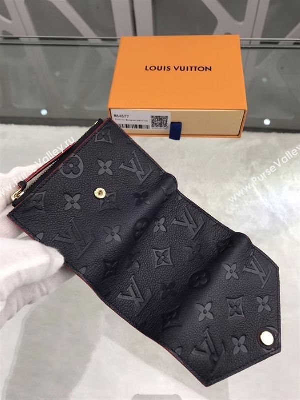 replica M64577 Louis Vuitton LV Victorine Wallet Monogram Leather Purse Bag Black&Red