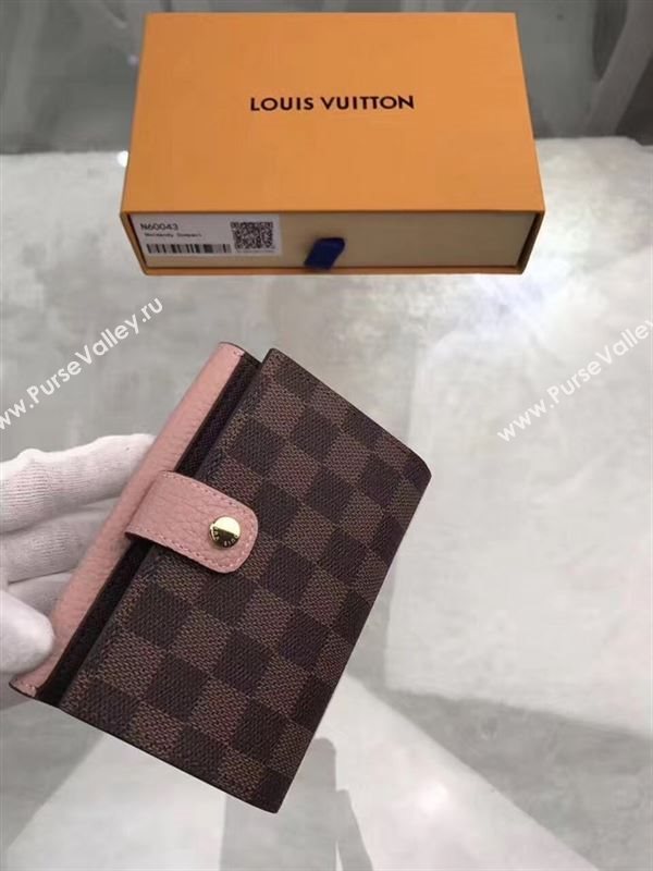 replica N60043 Louis Vuitton LV Normandy Compact Wallet Damier Leather Purse Bag Pink